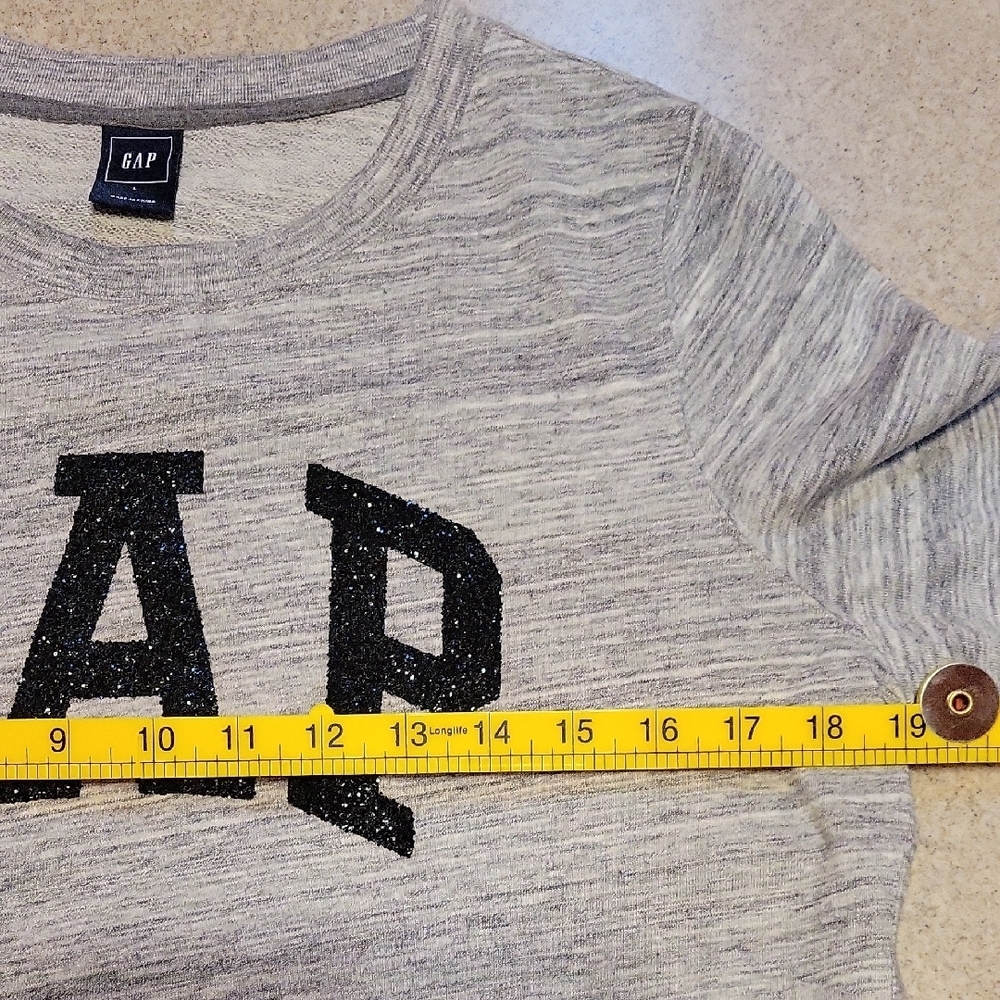GAP Women's Light Gray Pullover Sweatshirt with Black Sparkly Logo Size Large - Picture 10 of 11